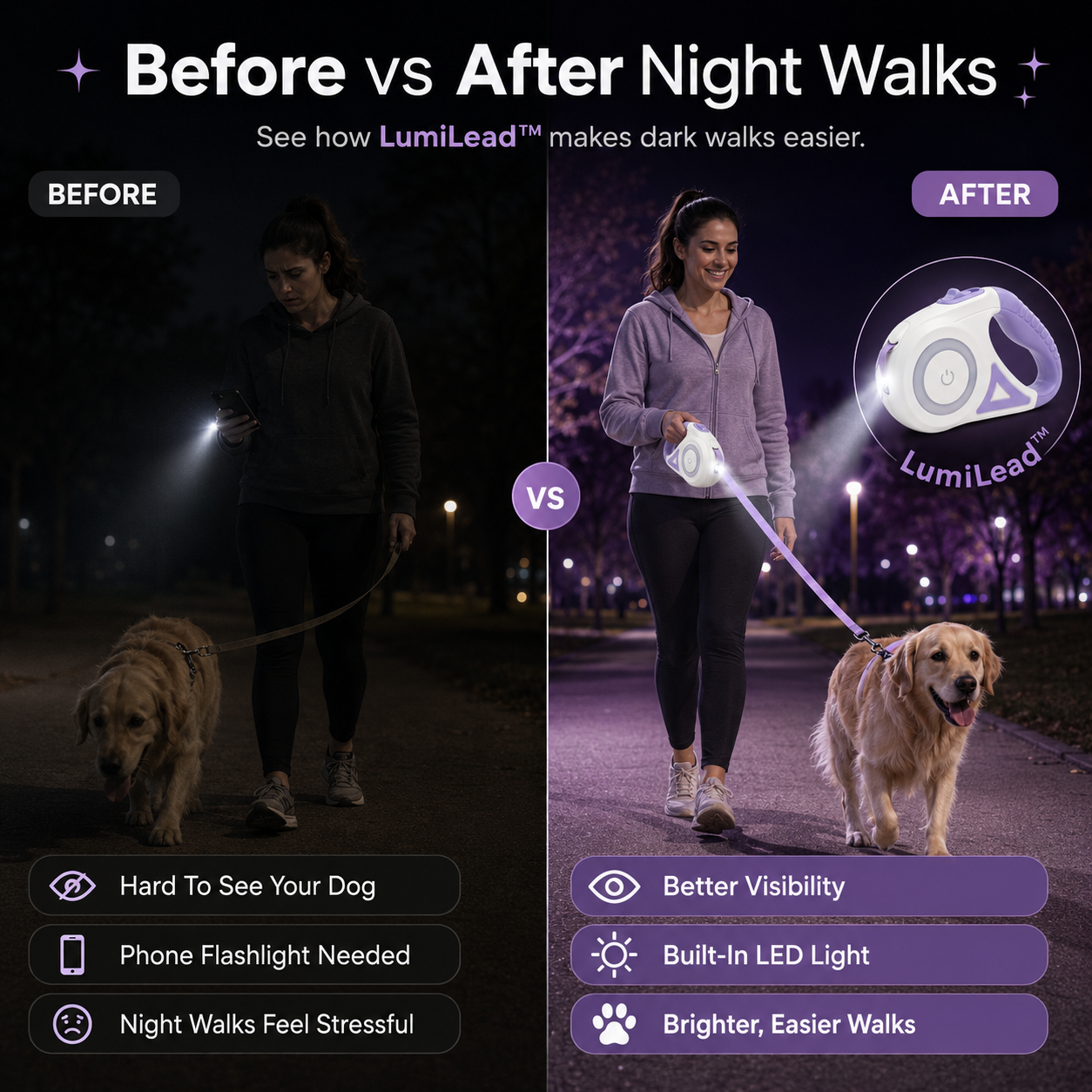 LumiLead™- LED Retractable Leash